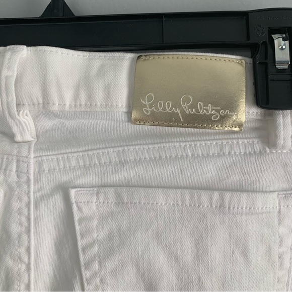 Lilly Pulitzer South Ocean Slim Crop Resort White Scalloped Jeans Sz 00 Pants - Picture 8 of 10